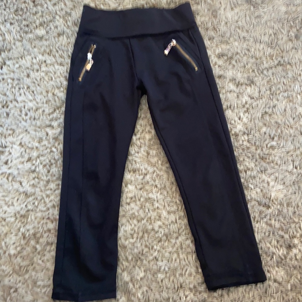 Black dress up stretch pants little girls